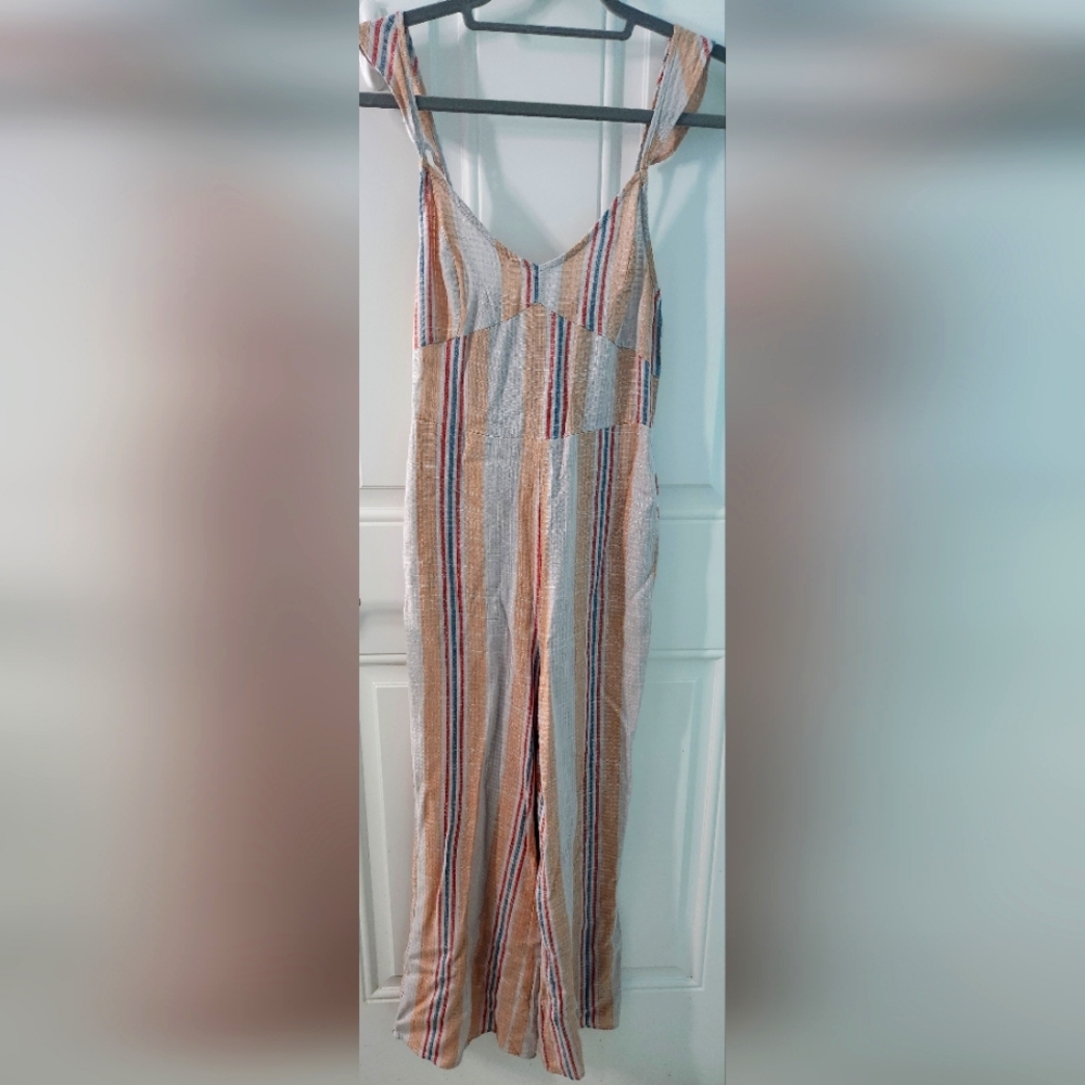 Saltwater Luxe NWT XS Jumpsuit Striped Ruched Flutter Strap Striped Pastel